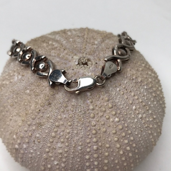 STERLING Silver 925 Connected Ovals Bracelet - Picture 3 of 6